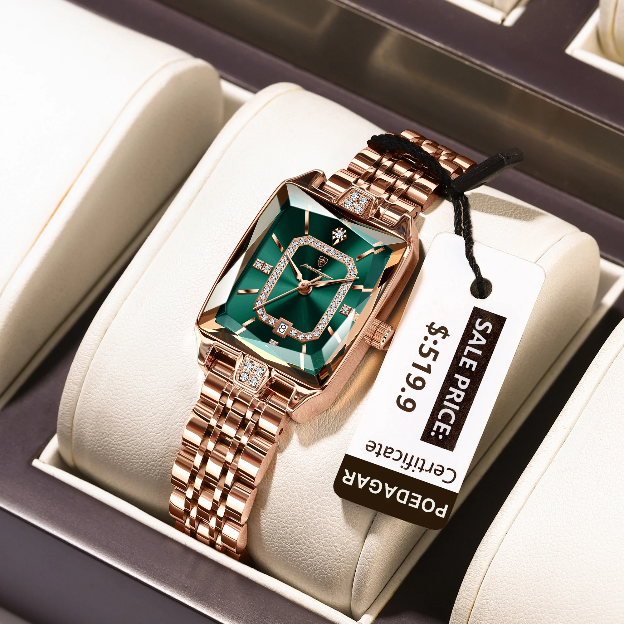 POEDAGAR Luxury Watch For Woman Waterproof Calendar High Quality Ladies Watch Stainless Steel Quartz Women’s Watches Elegant+Box