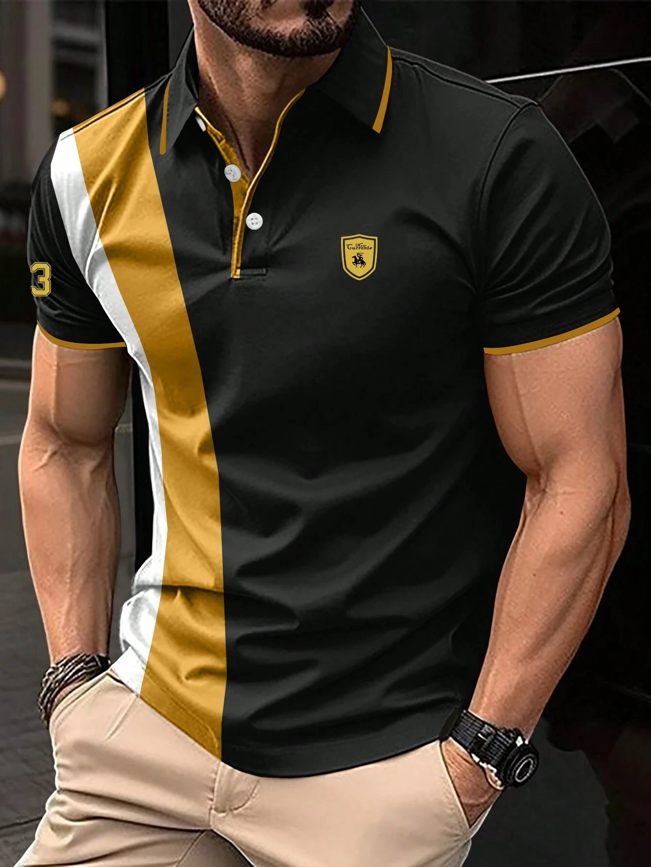 New High-Quality Men’s Polo Shirt Summer Fashion Business Men’s Button Lapel Tee Commuting Versatile Solid Colour Men’s Top